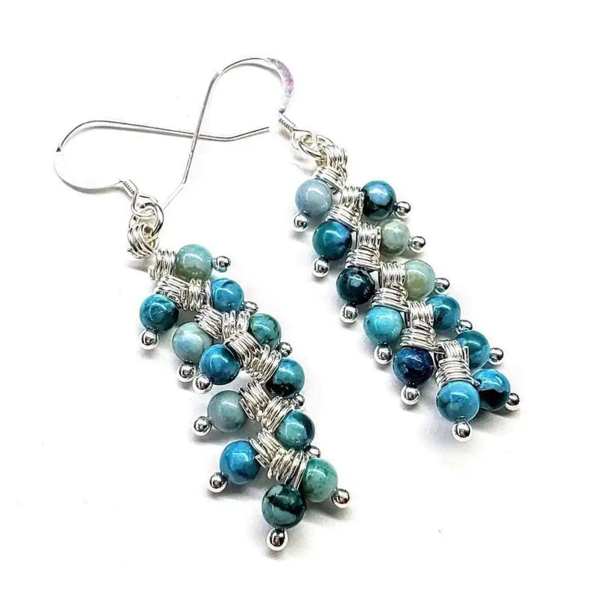 Seen On Jane The Virgin Silver Turquoise Wire Coil Earrings