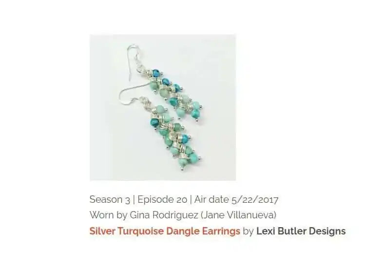 Seen On Jane The Virgin Silver Turquoise Wire Coil Earrings
