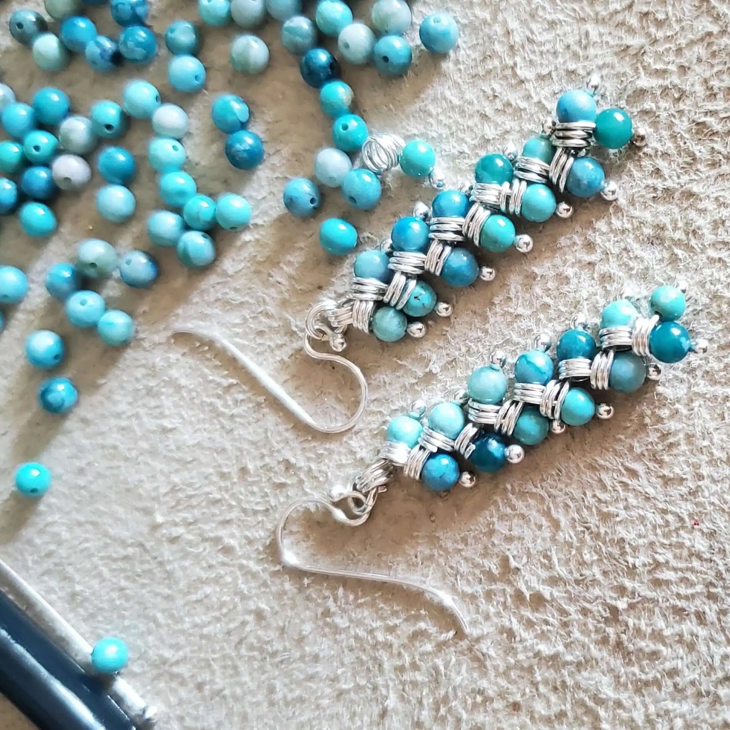 Seen On Jane The Virgin Silver Turquoise Wire Coil Earrings