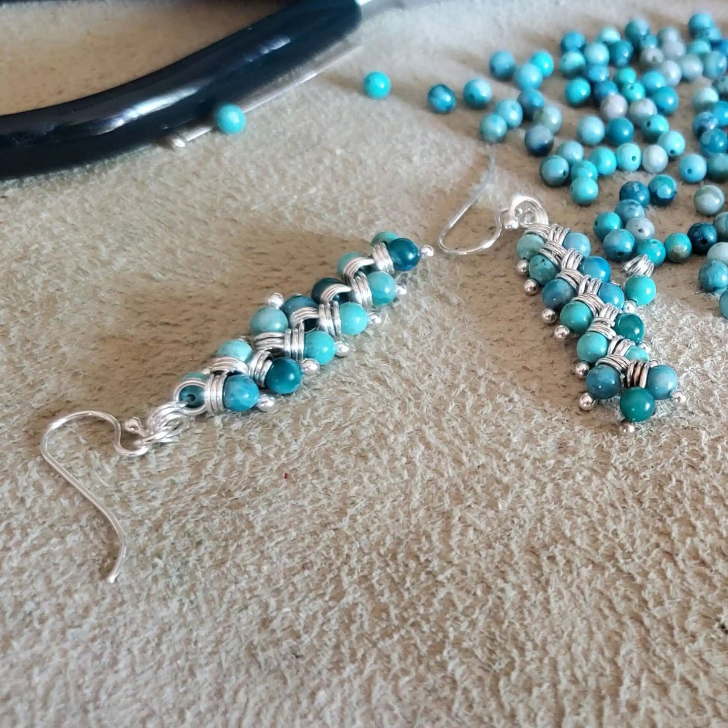Seen On Jane The Virgin Silver Turquoise Wire Coil Earrings