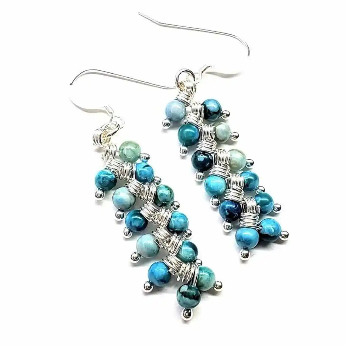 Seen On Jane The Virgin Silver Turquoise Wire Coil Earrings