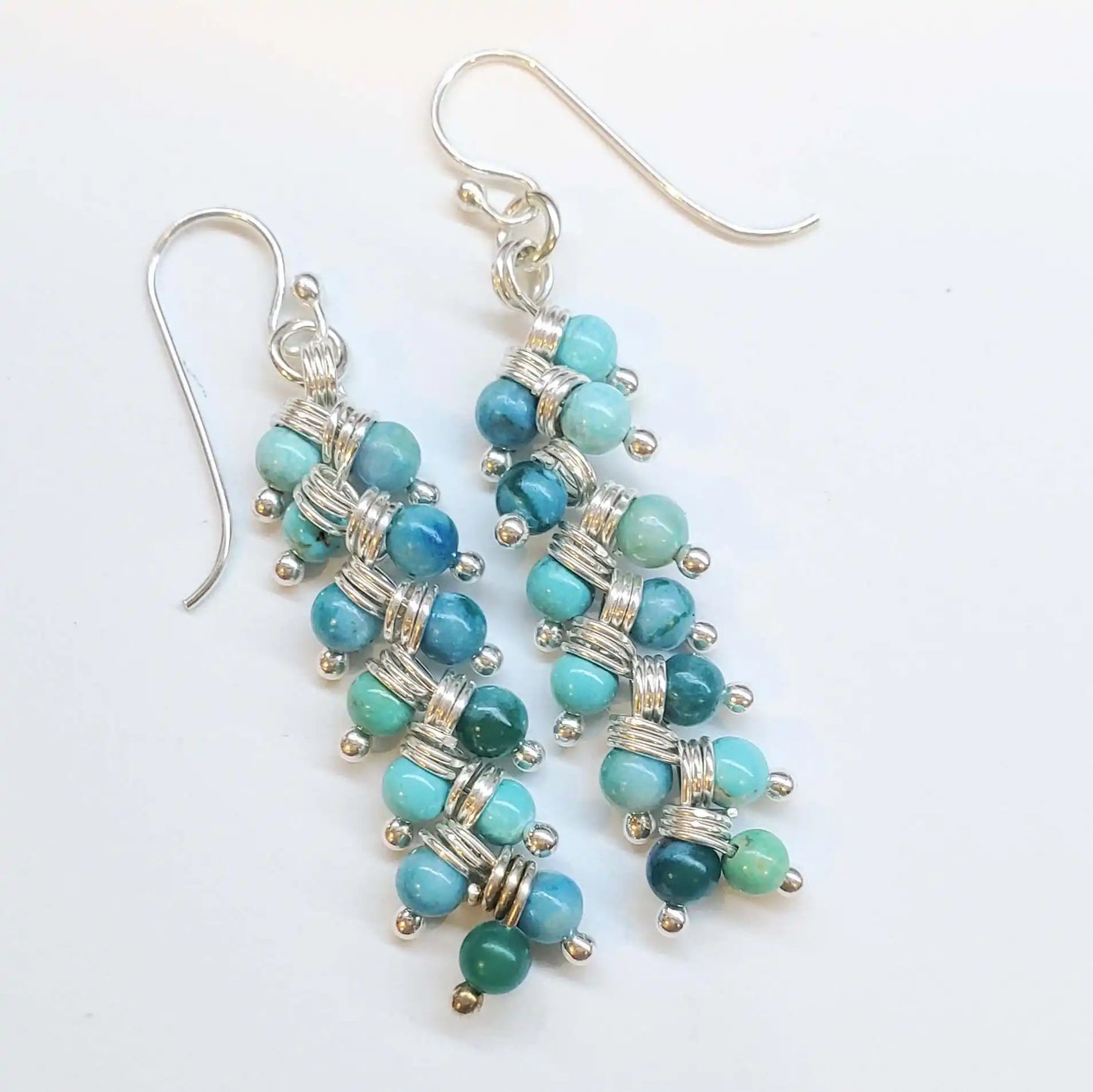 Seen On Jane The Virgin Silver Turquoise Wire Coil Earrings