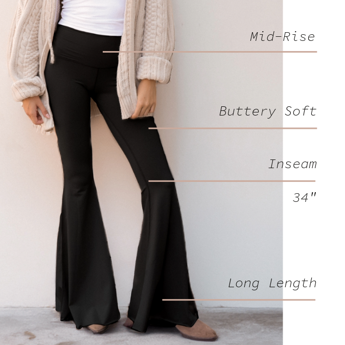 Solid Black Long Bell Bottom