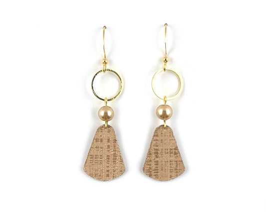 Dusty Pink Earrings with Faux Pearls and Gold Circle Accents