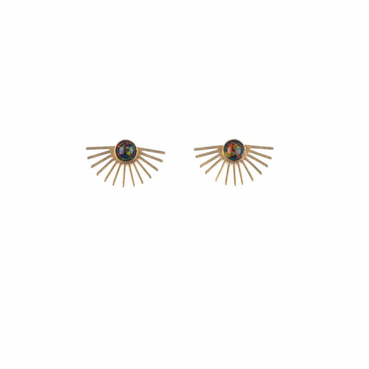 Beam Stud Earrings in Black Opal