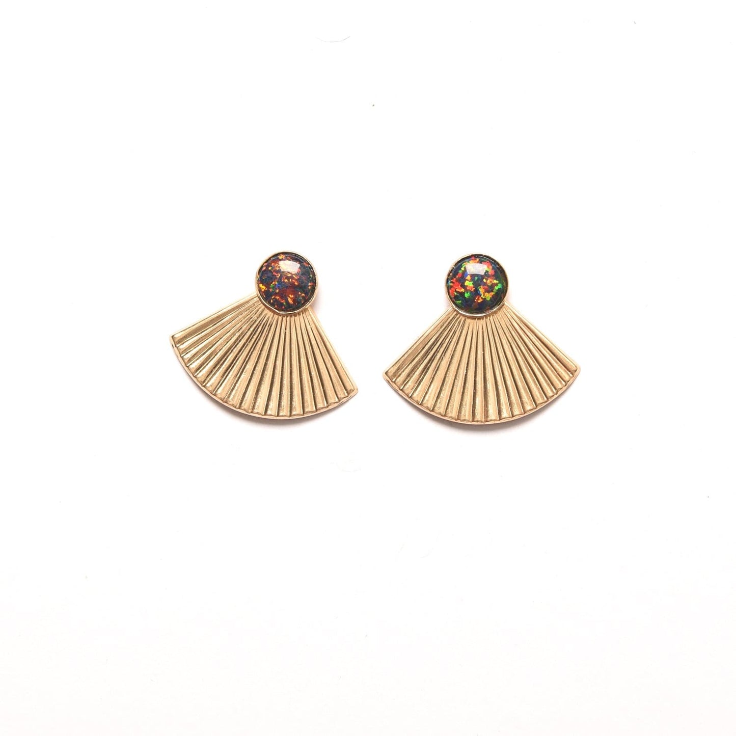 Pleat Jacket Earrings with Black Opal Studs