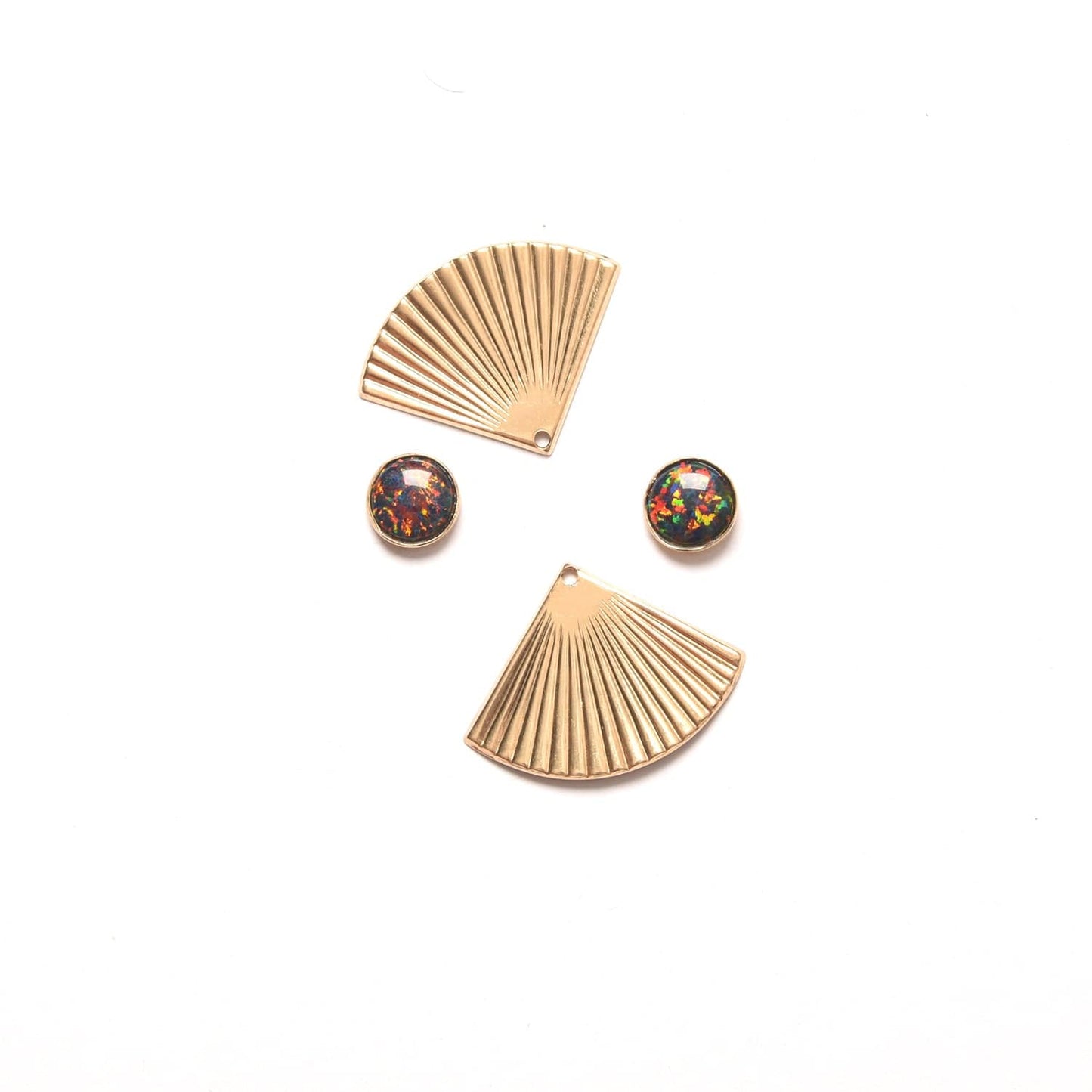 Pleat Jacket Earrings with Black Opal Studs