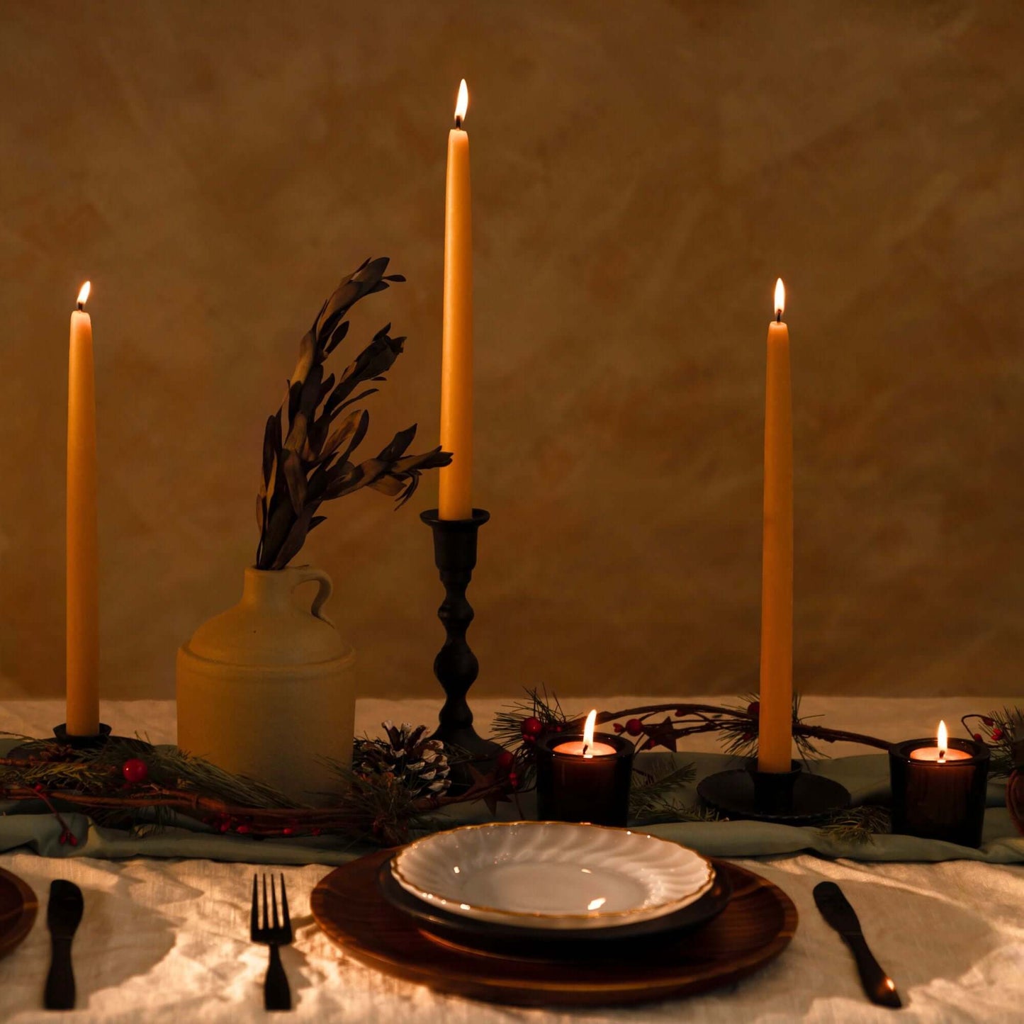 Beeswax Taper Candles - Hand-Dipped - 1 Pair