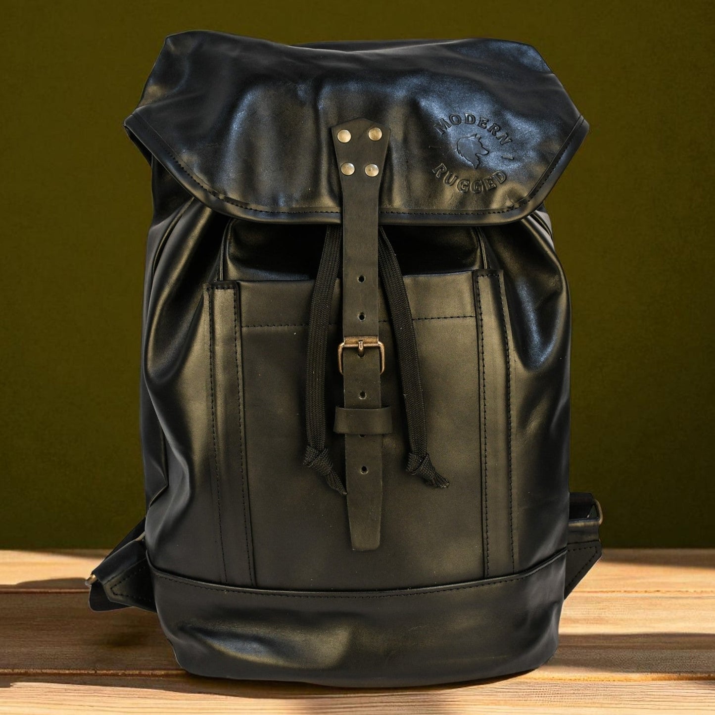 Bovine Leather Single Strap Backpack - Black
