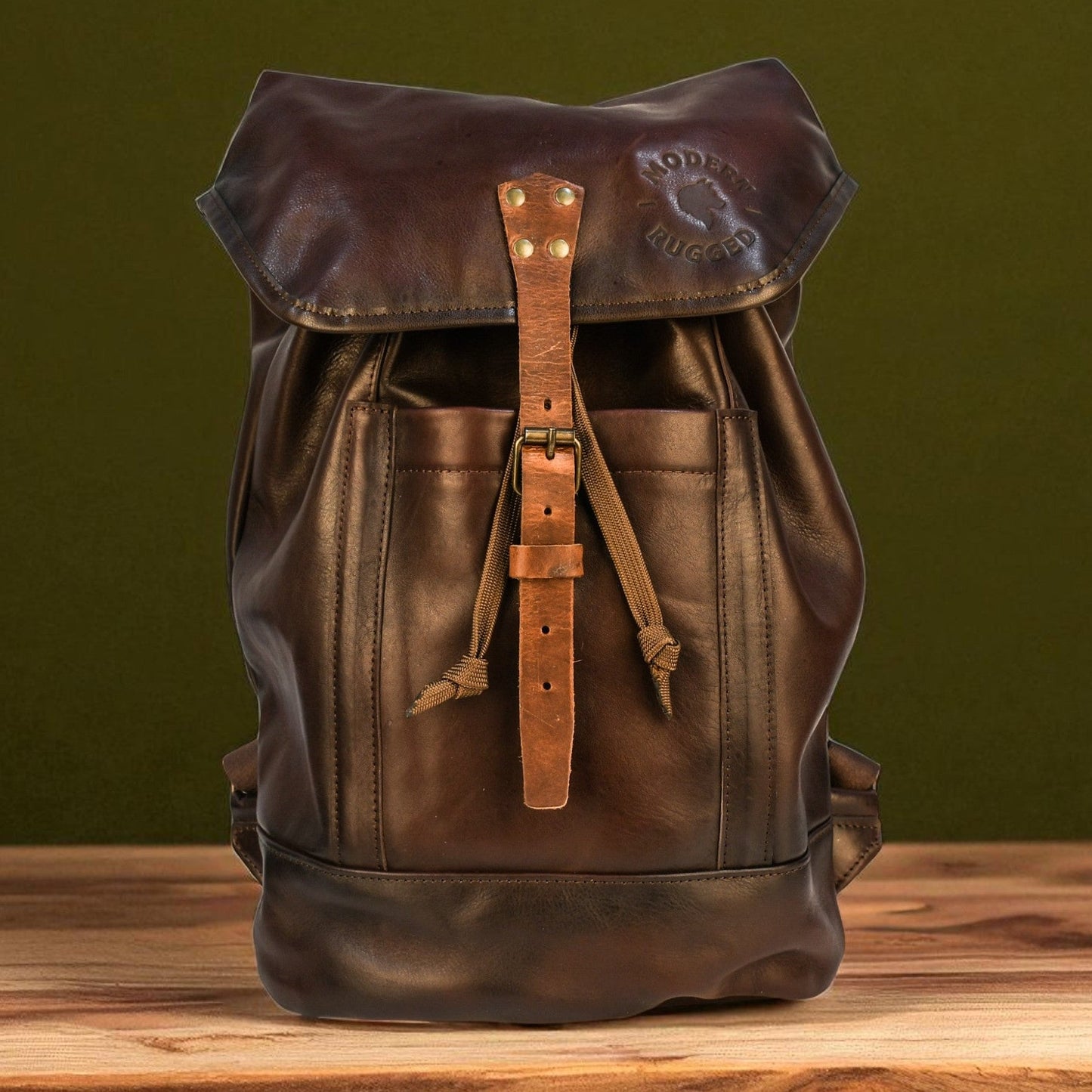 Bovine Leather Single Strap Backpack - Brown