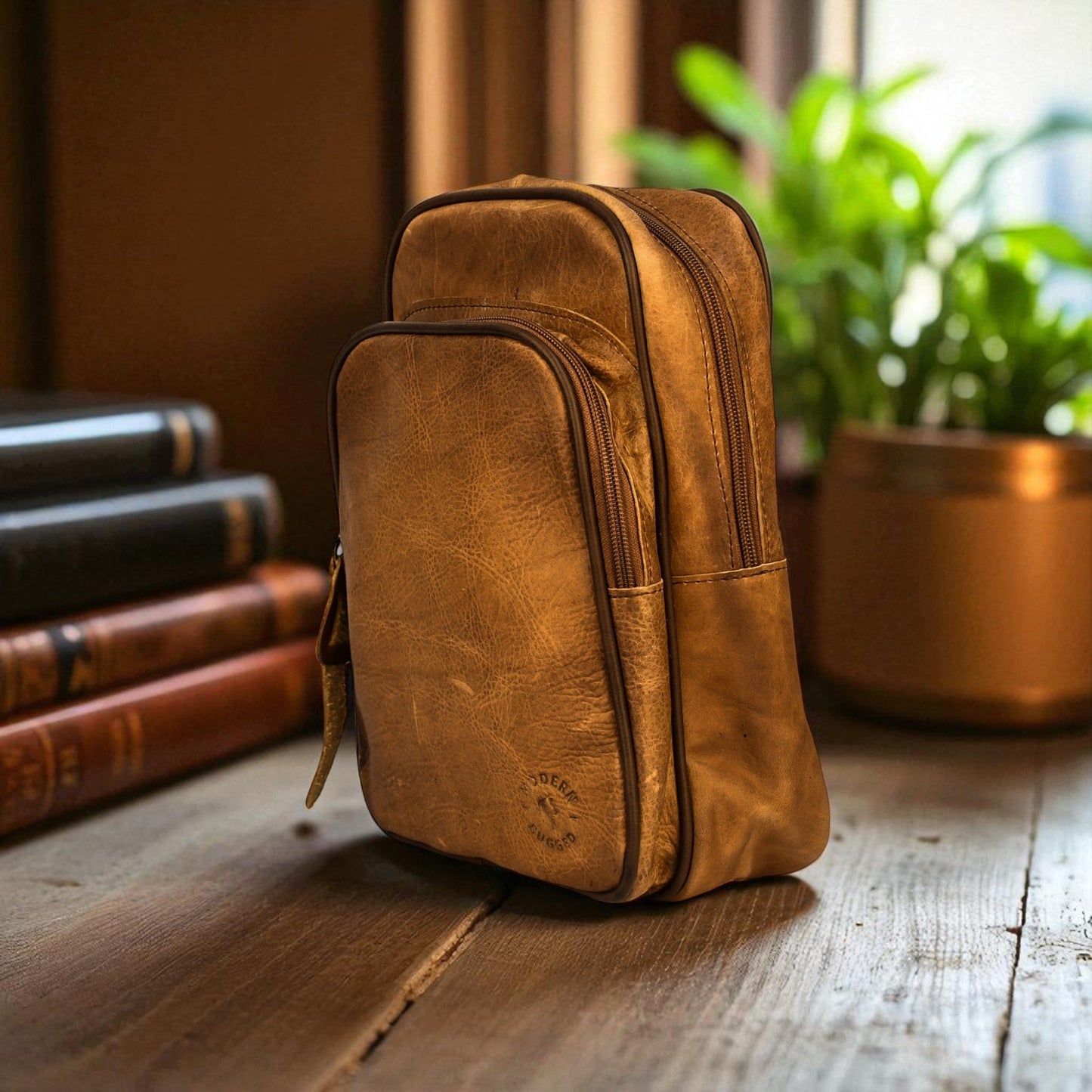 Bovine Leather Sling Bag - Tan