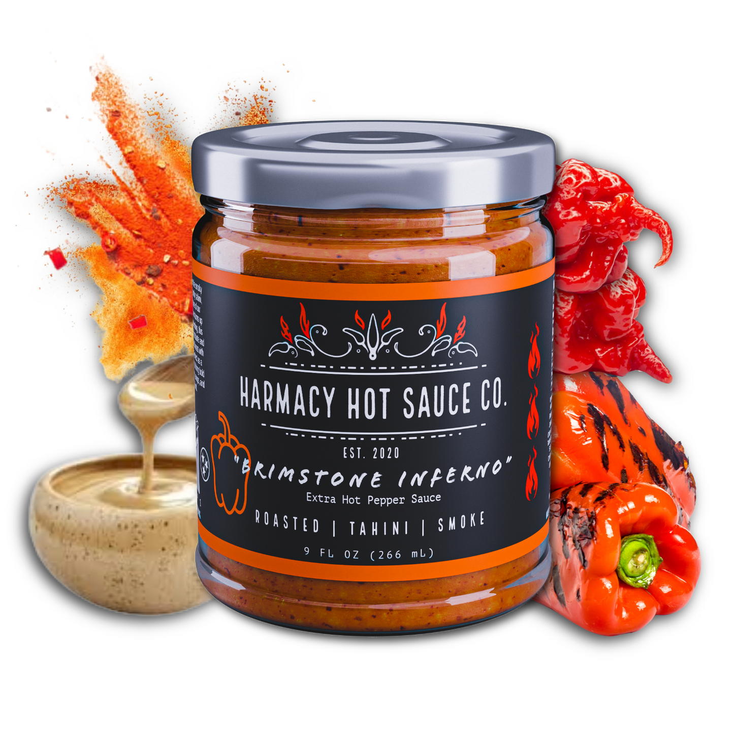 Brimstone Inferno - Extra Hot Roasted Red Pepper & Tahini (9oz)