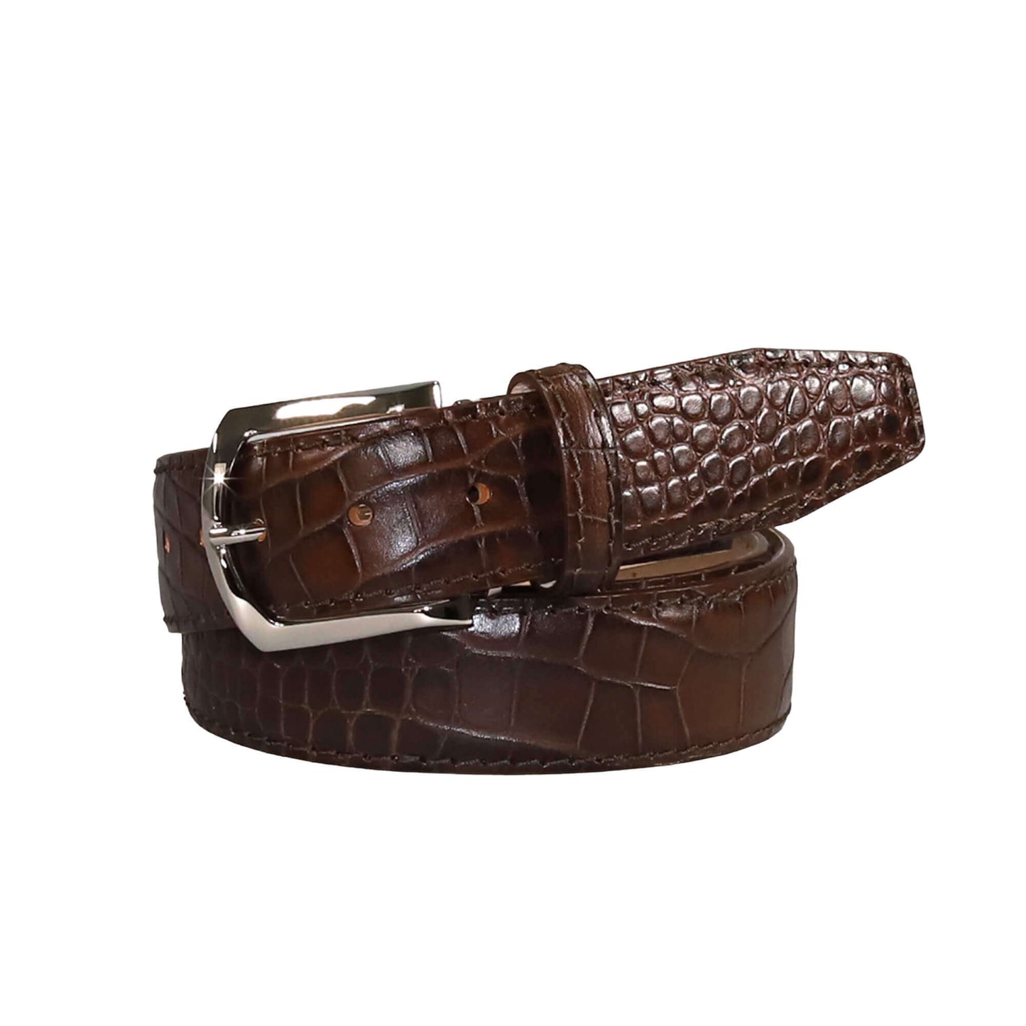 Brown Mock Croc Leather Belt