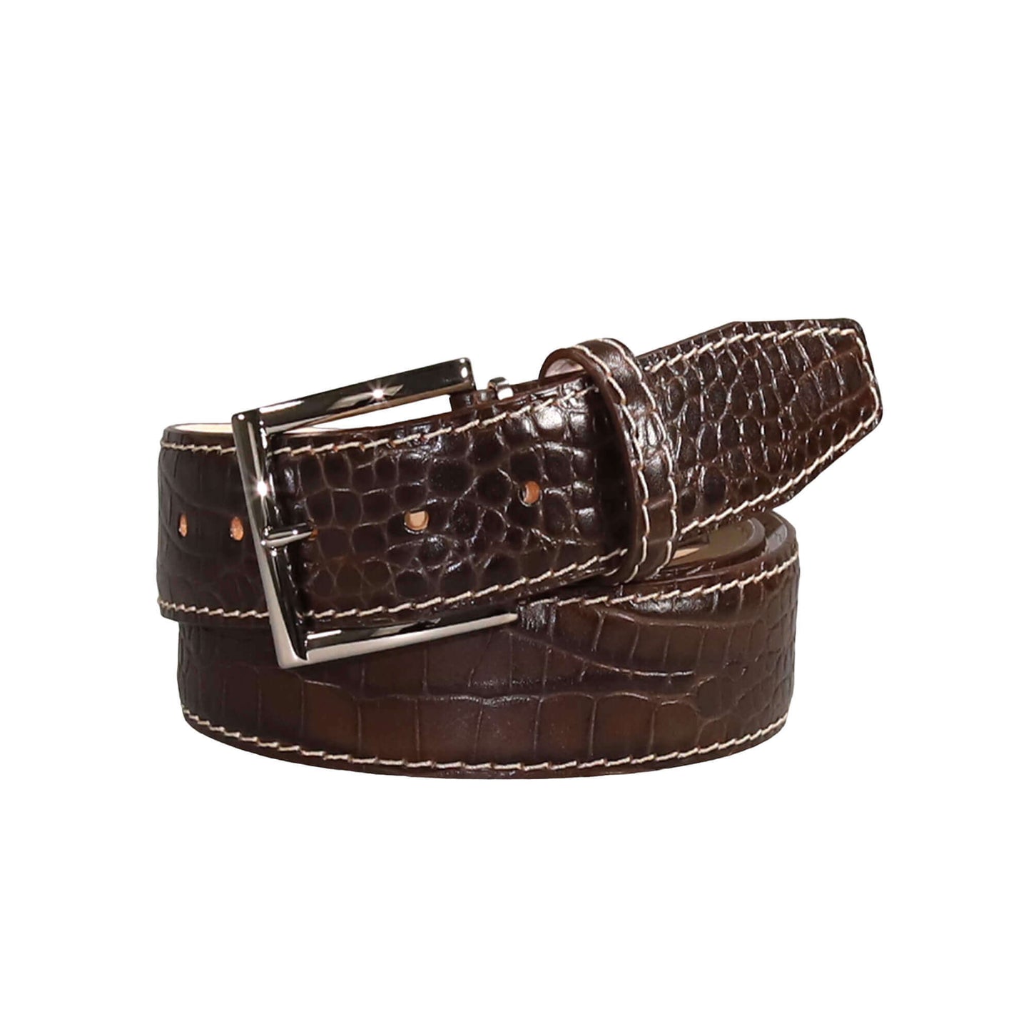 Brown Mock Croc Leather Belt