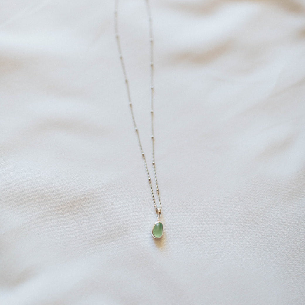 Green Sea Glass Necklace (Handmade)