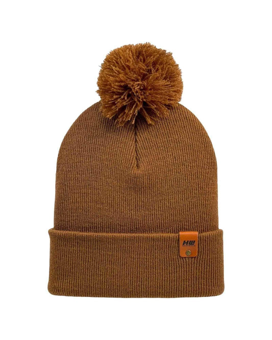 HAAKWEAR PomPom Beanie - Made in USA - Camel Brown