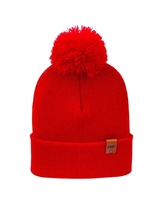 HAAKWEAR Traditional PomPom Beanie - Made in USA - Scarlet Red