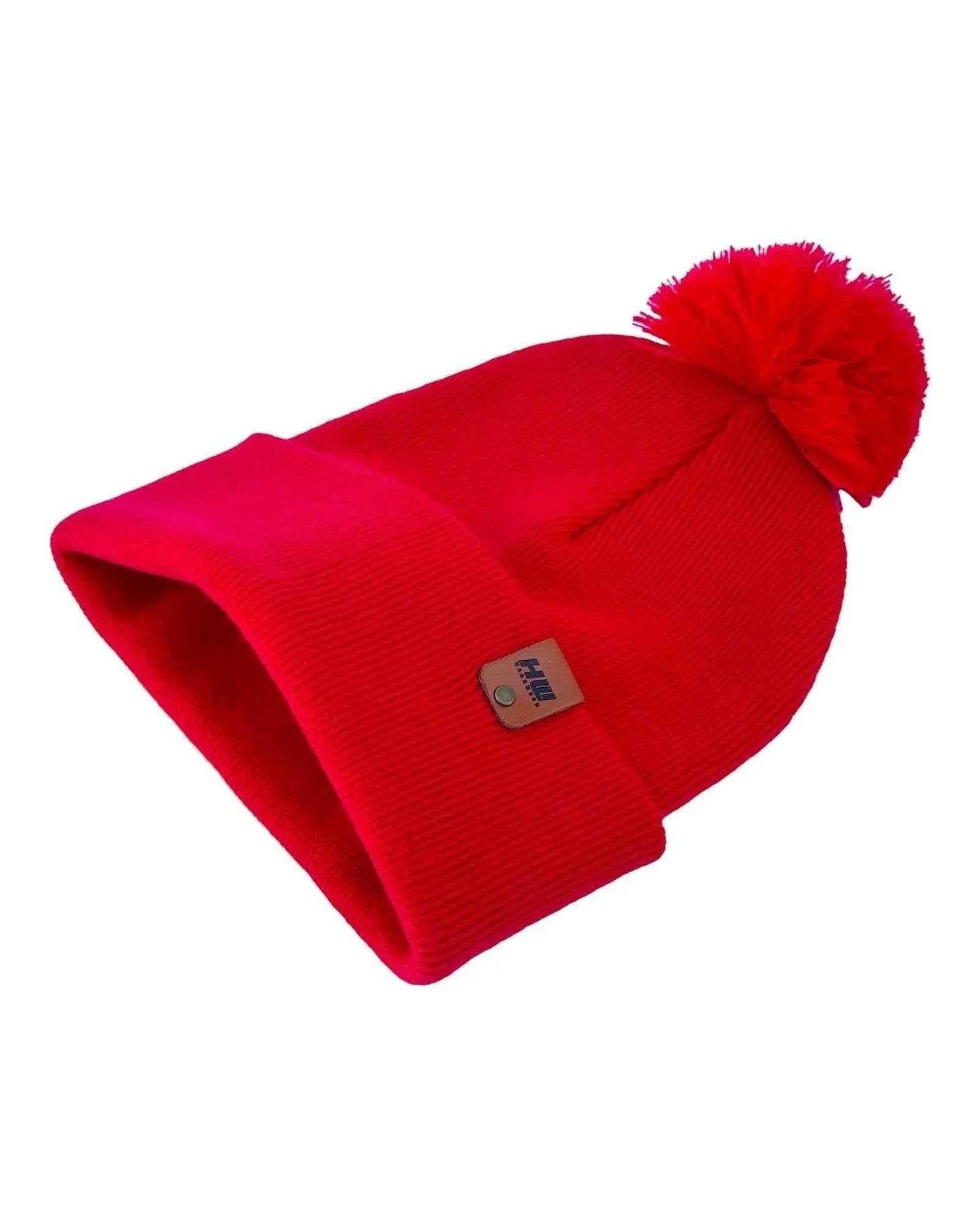 HAAKWEAR Traditional PomPom Beanie - Made in USA - Scarlet Red