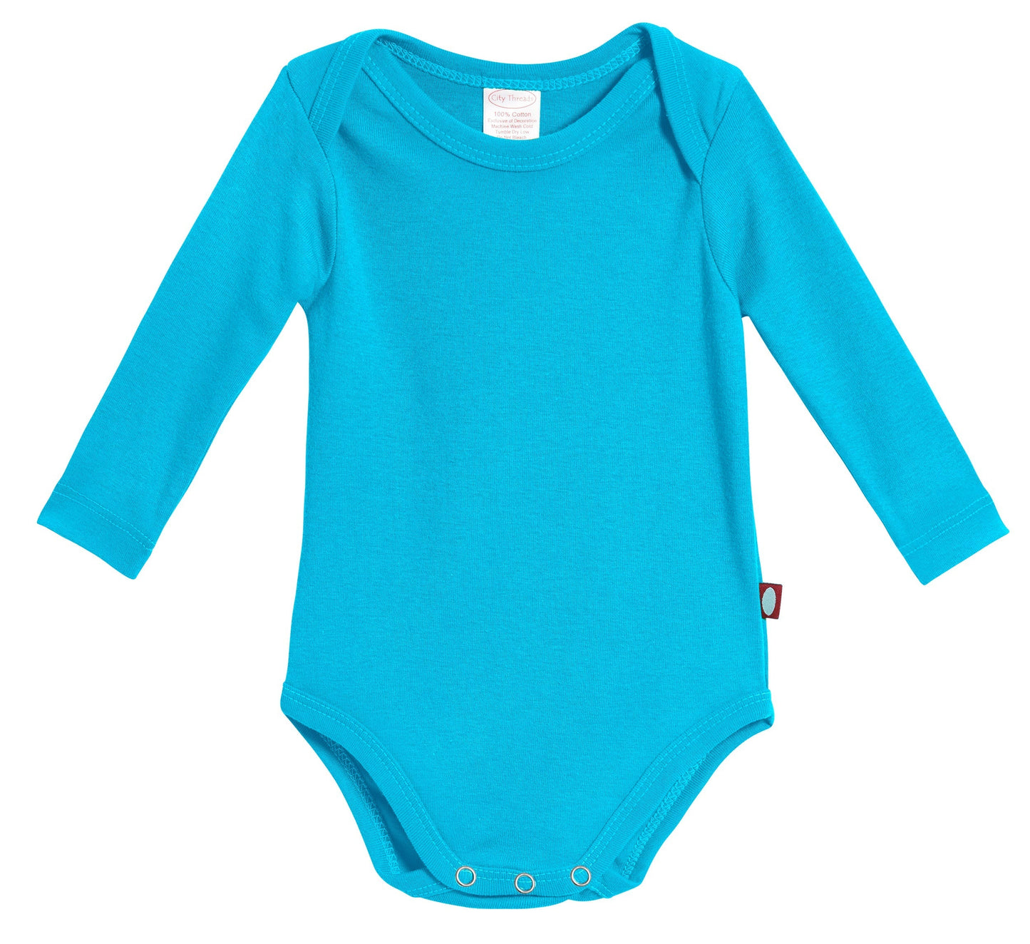 Super-Soft 100% Organic Cotton Baby Rib Long Sleeve Snap Onesie| Turquoise