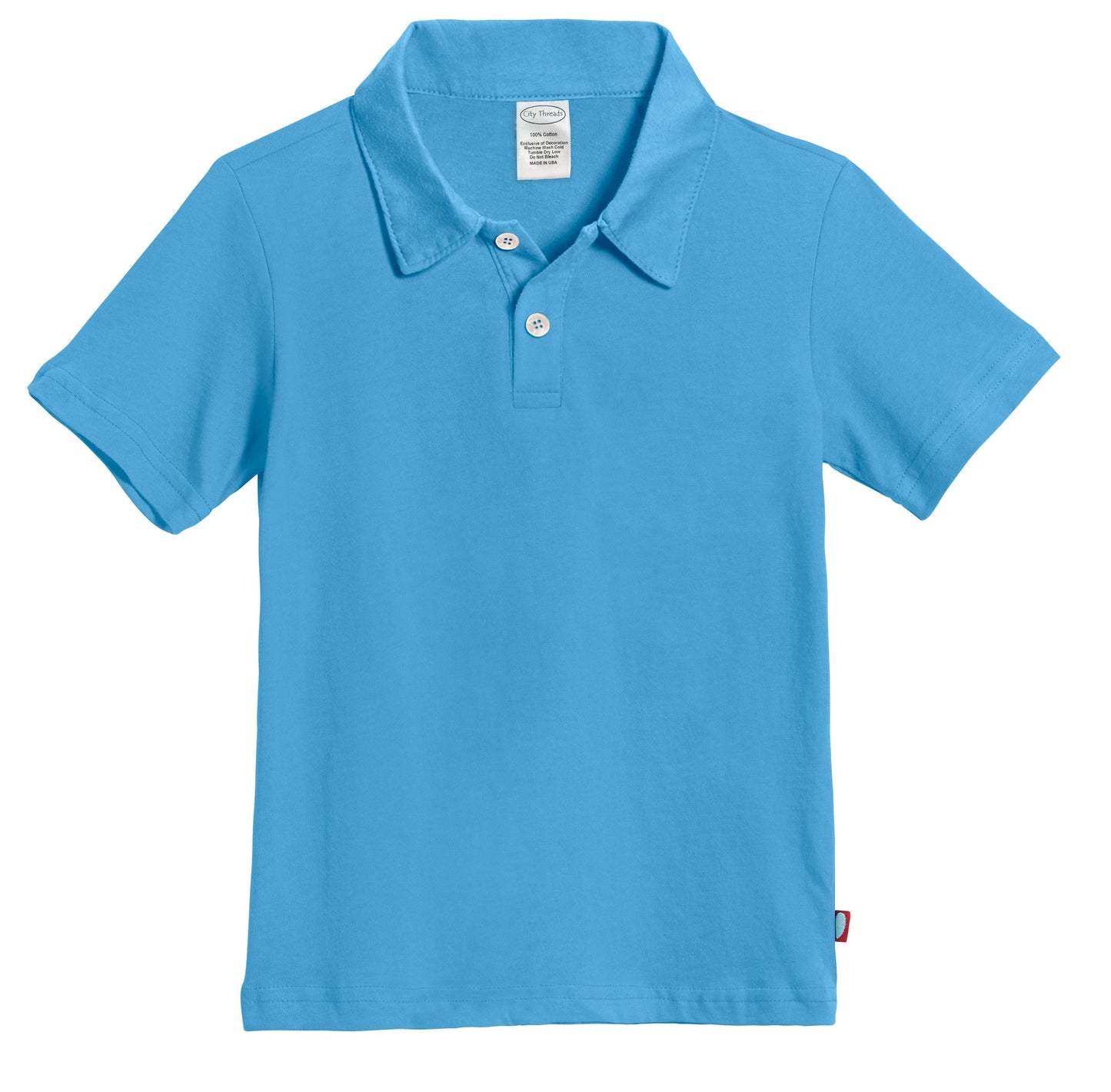 Boys Soft 100% Cotton Jersey 2-Button Short Sleeve Polo Shirt | Sea