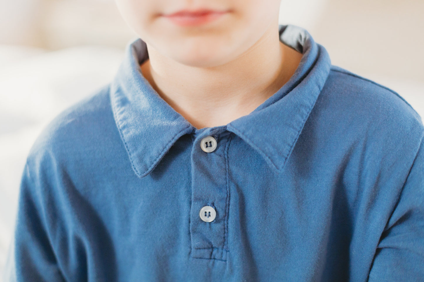 Boys Soft 100% Cotton Jersey 2-Button Short Sleeve Polo Shirt | Sea