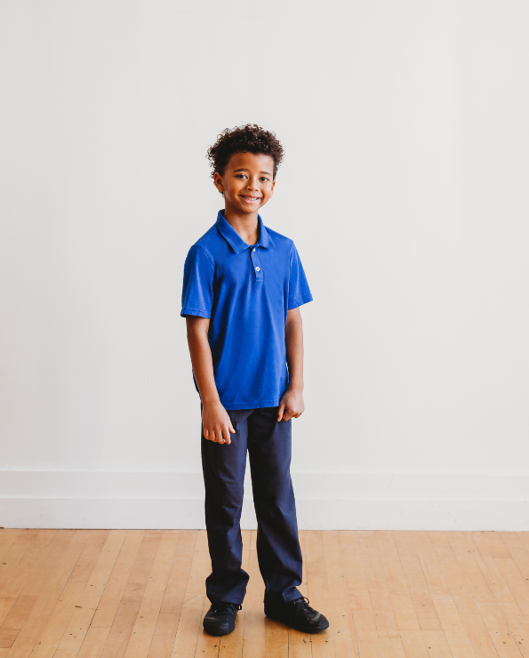 Boys Soft 100% Cotton Jersey 2-Button Short Sleeve Polo Shirt | Sea
