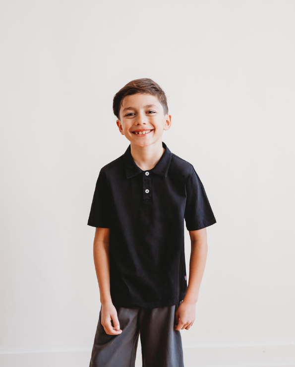 Boys Soft 100% Cotton Jersey 2-Button Short Sleeve Polo Shirt | Sea