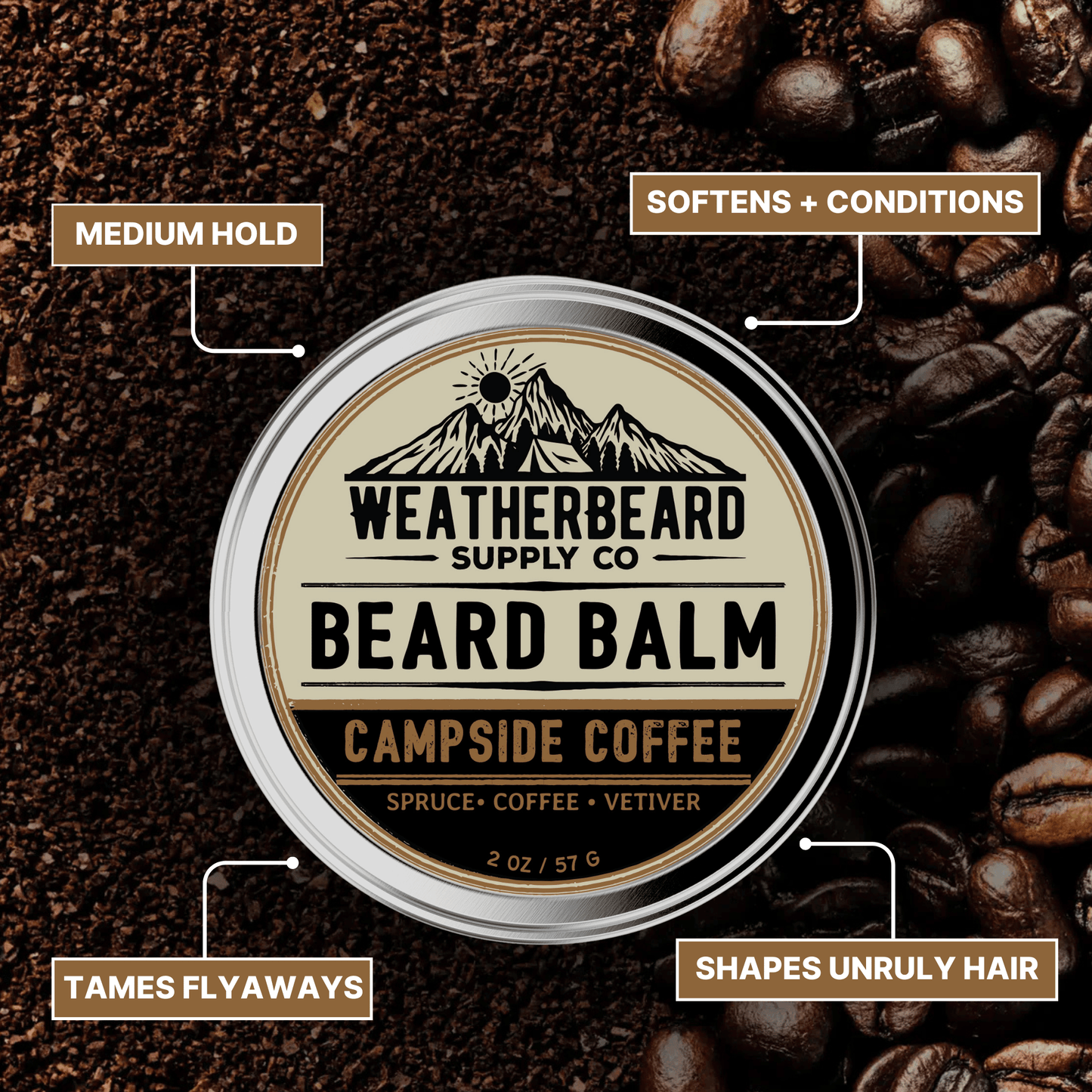 Campside Coffee Beard Balm - Spruce, Coffee, Vetiver