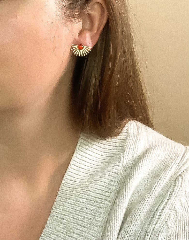Beam Stud Earrings in Carnelian