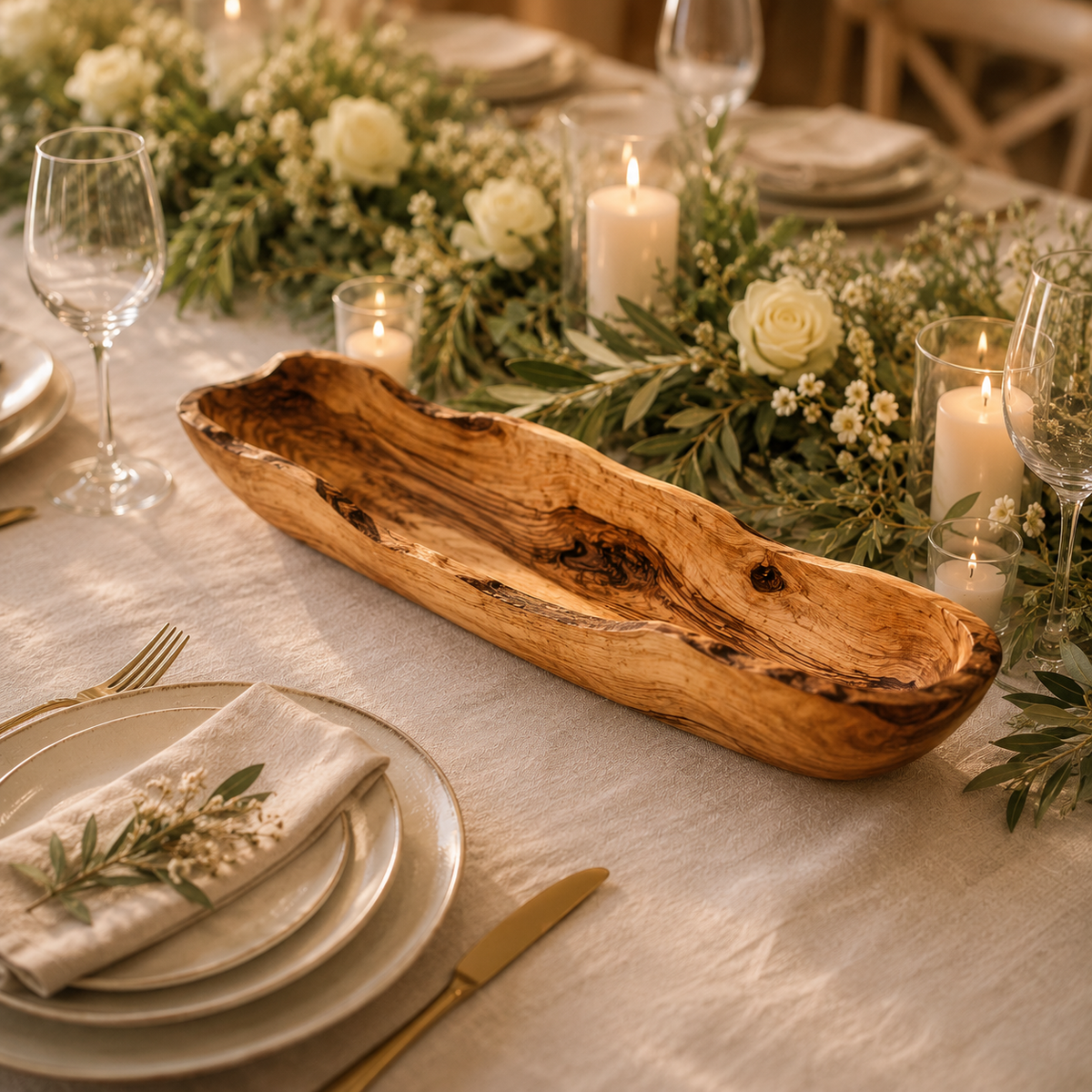 Large Long Olive Wood Bowl