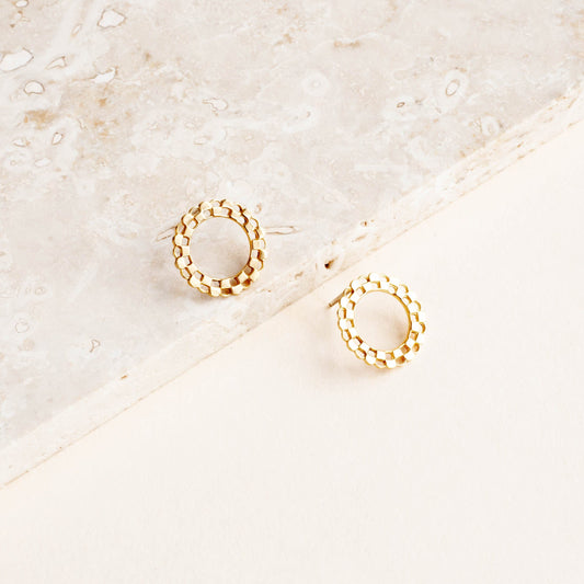 Checkered Circle Stud Earrings