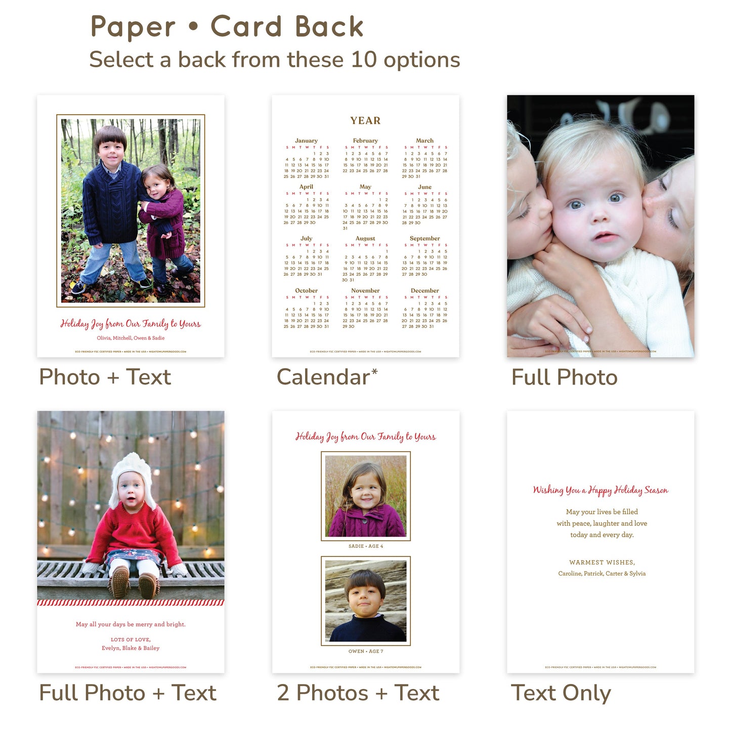 Starry Tree Custom Holiday Card - Wood or Paper