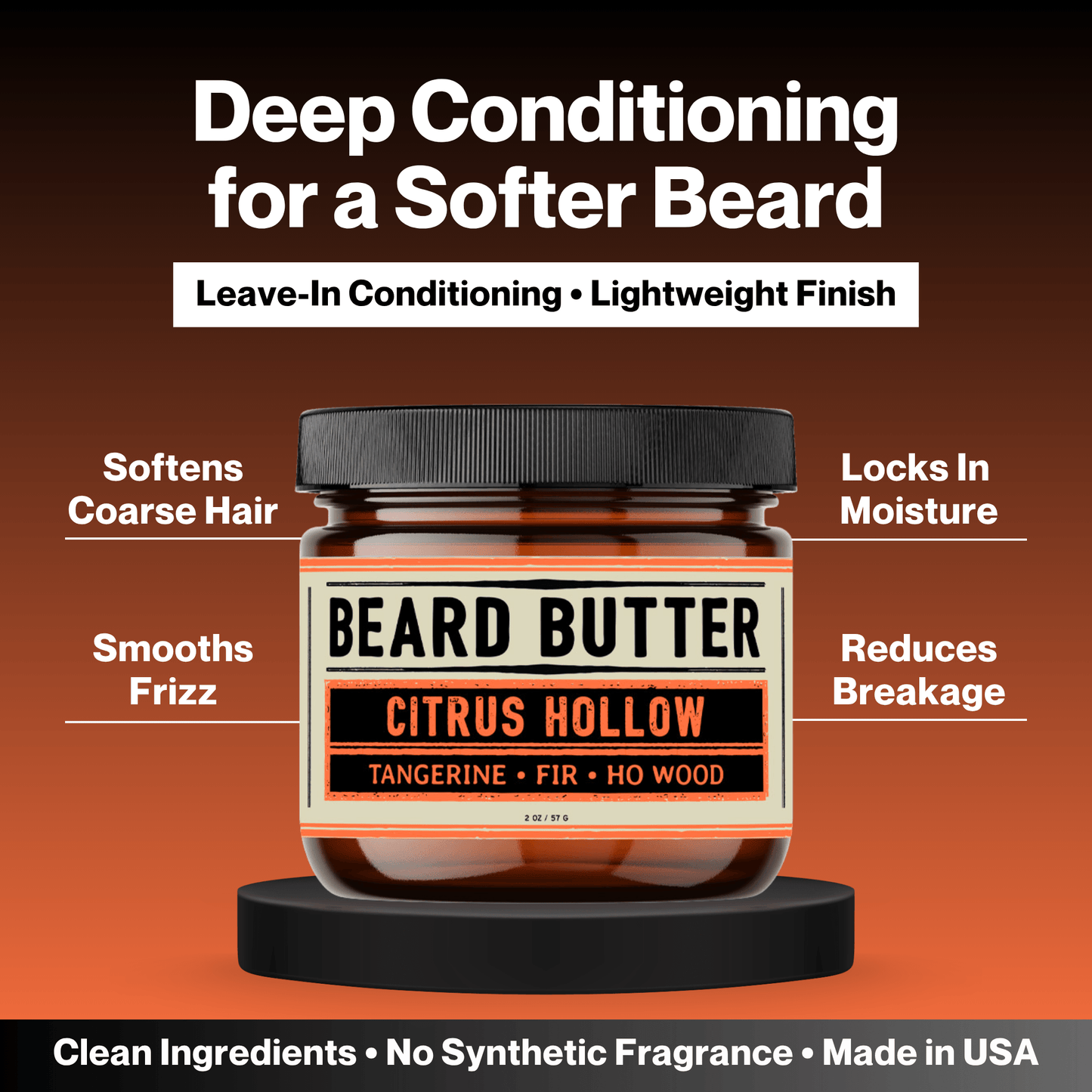 Citrus Hollow Beard Butter - Tangerine, Fir, Ho Wood