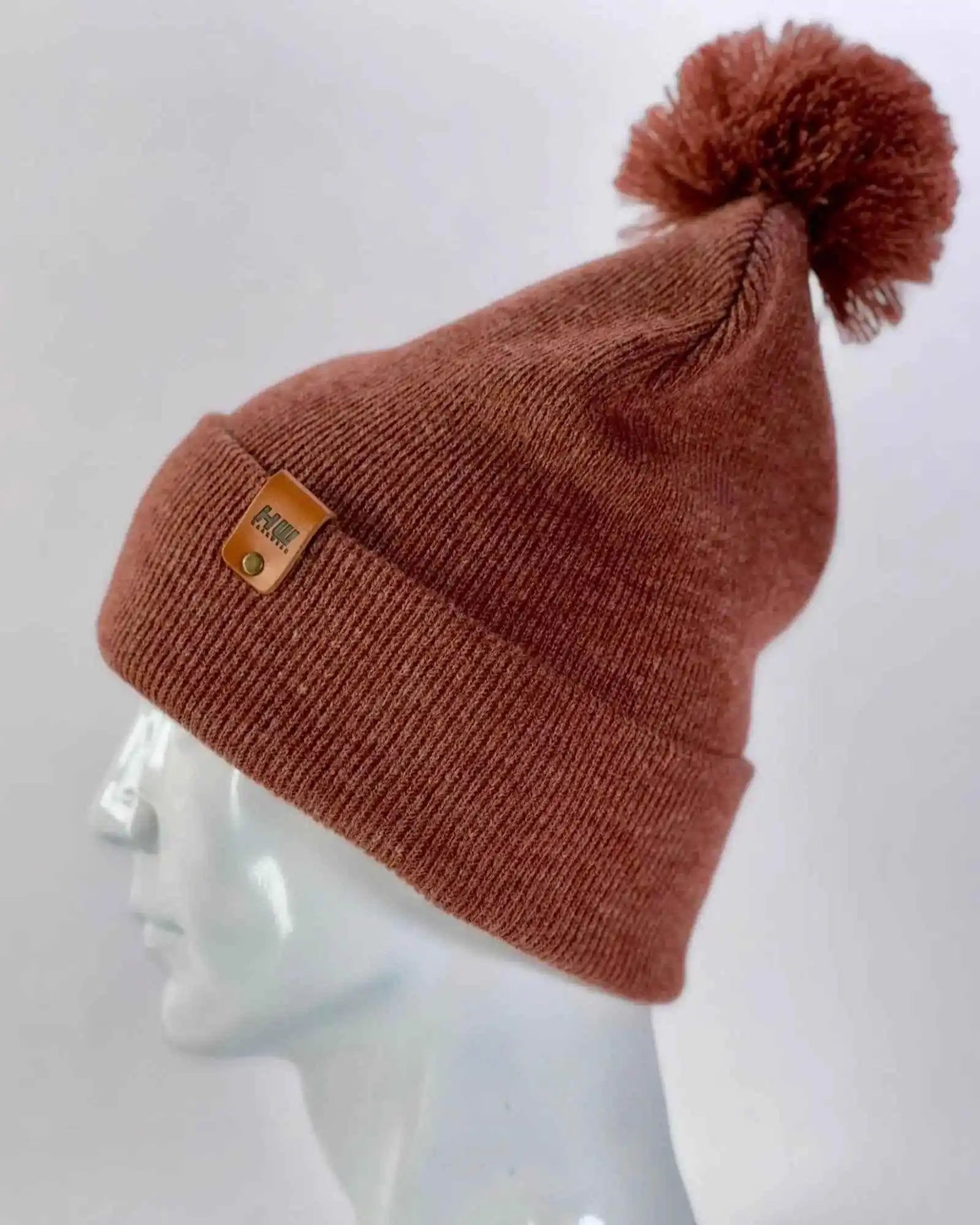 Classic Cuffed Pom Pom Beanie, Rusty Burgundy