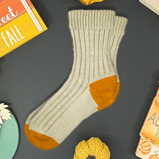 Natural Two-Tone Crew Sock