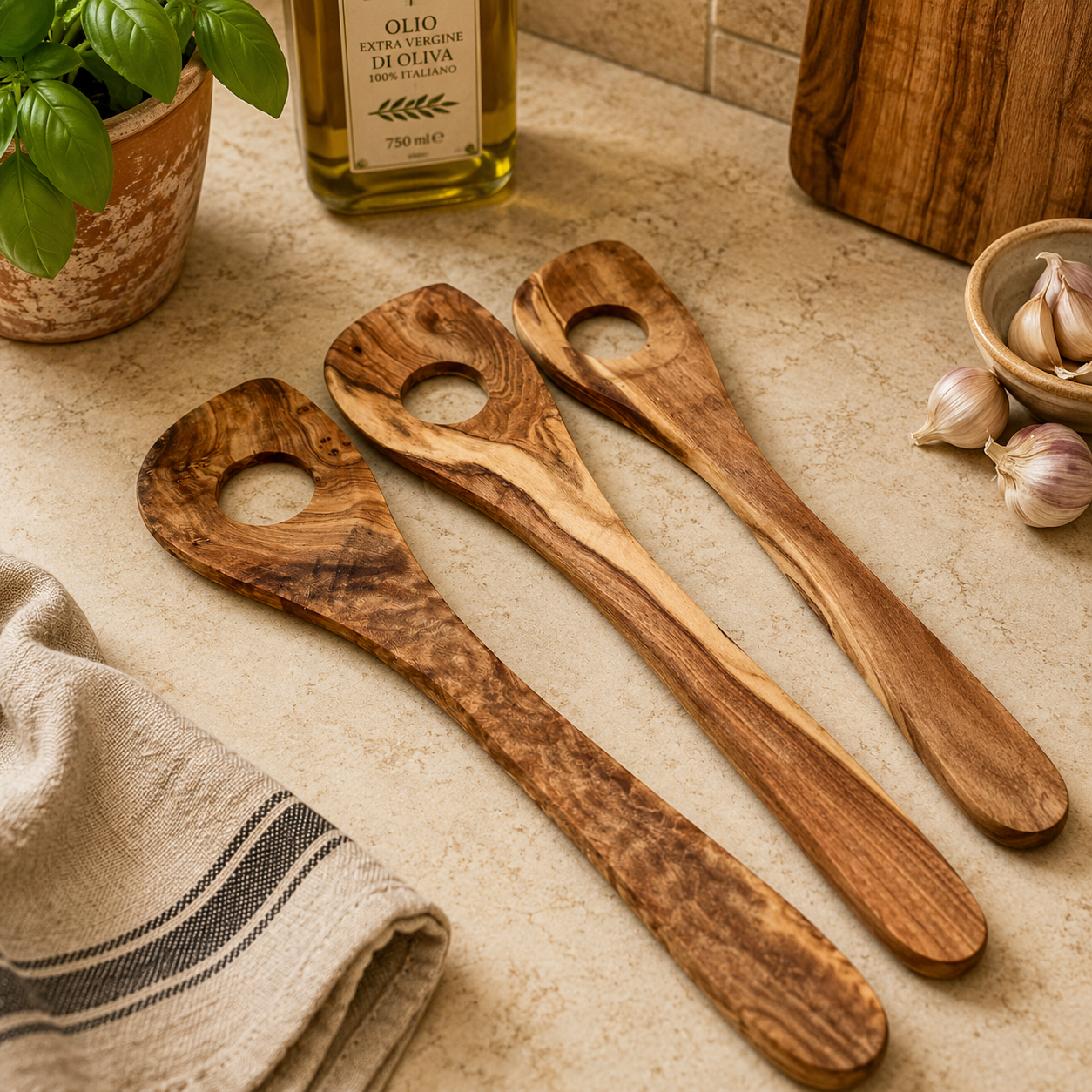 Set of 3 Olive Wood Spoons