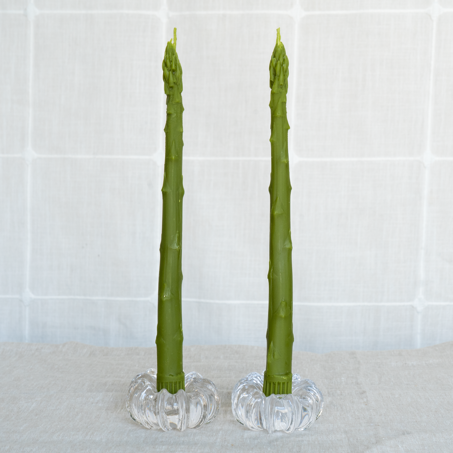 Asparagus Beeswax Taper Candles — Set of 2