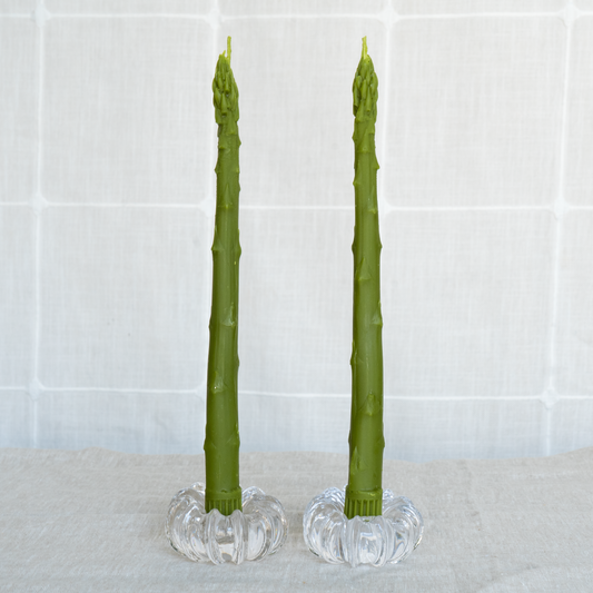 Asparagus Beeswax Taper Candles — Set of 2