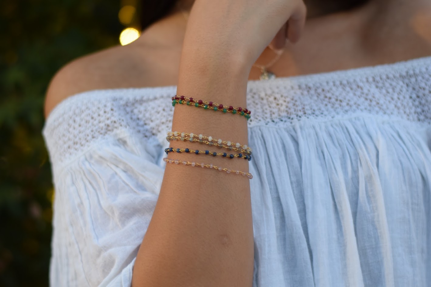 Delicate Turquoise Gemstone Wire Wrapped Bracelet – Sterling Silver Beaded Bracelet – Adjustable 7–8 Inch Handmade Jewelry