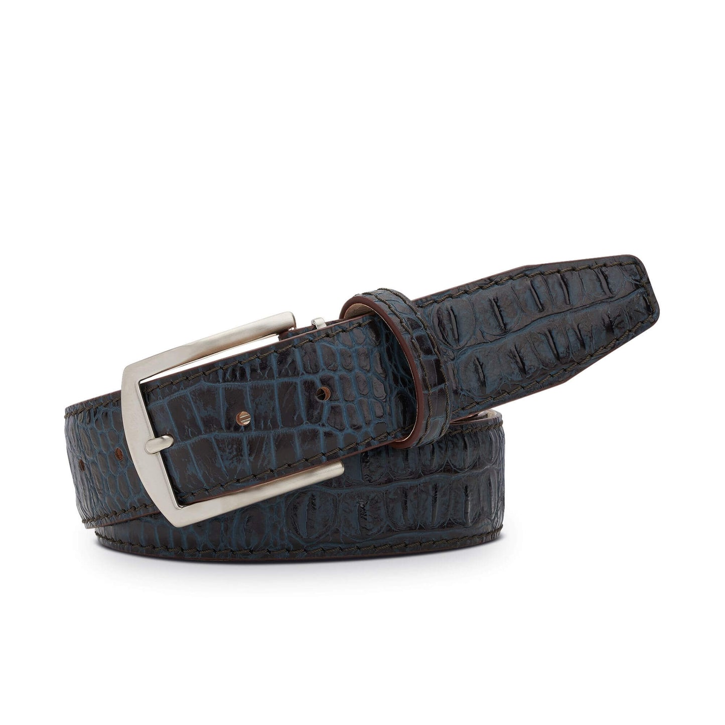 Denim Mock Croc Leather Belt