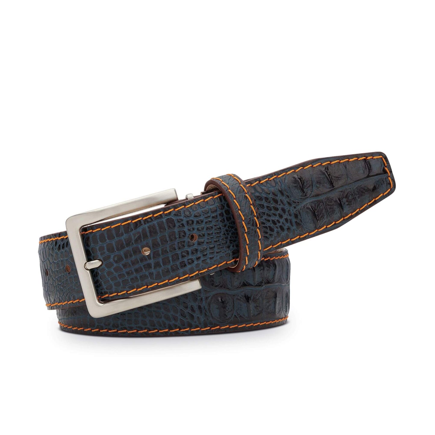 Denim Mock Croc Leather Belt