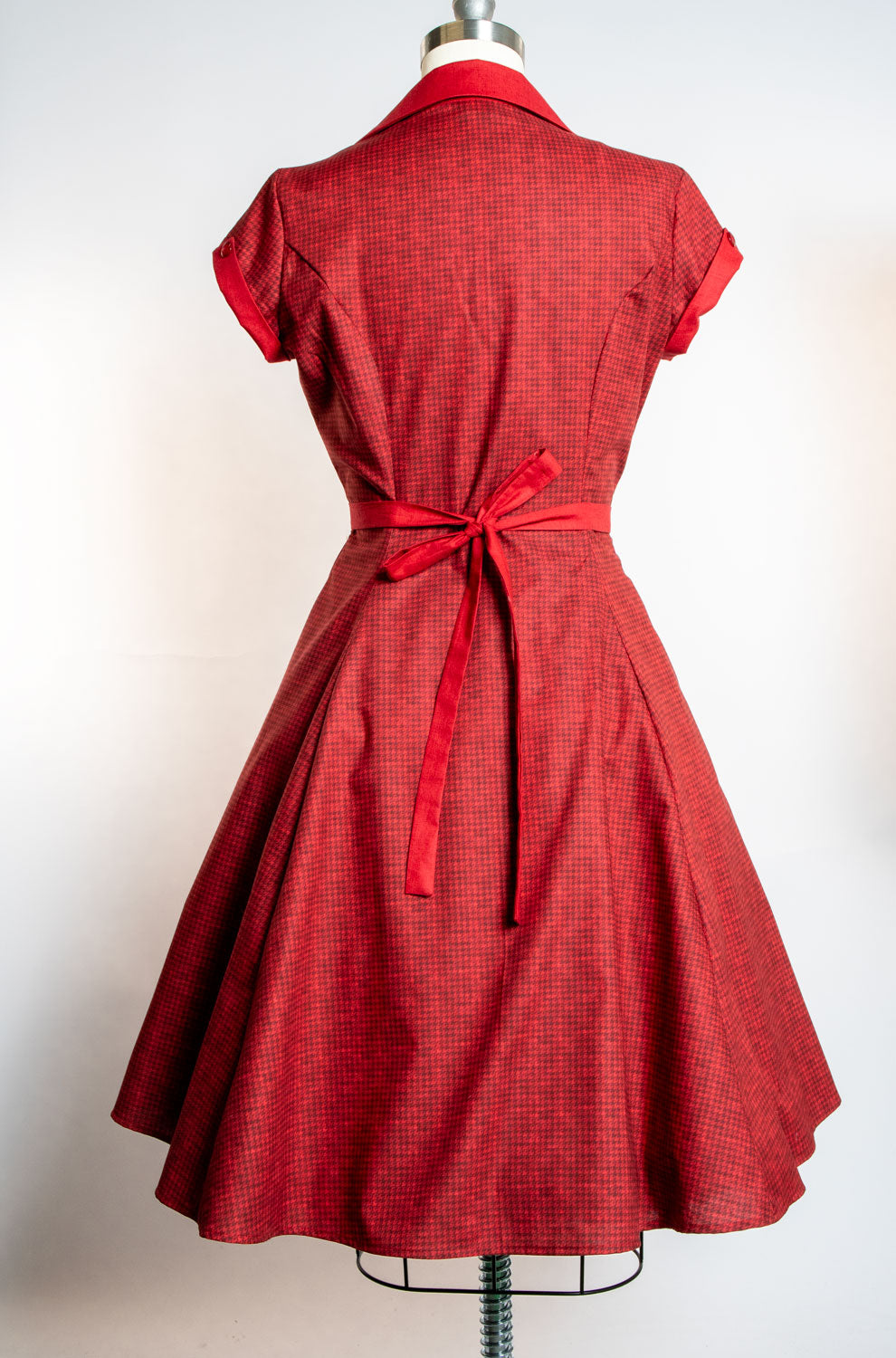 Diner Dress- Mini Houndstooth, Red *sale