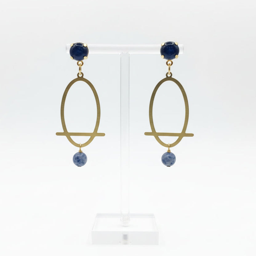 Brass Oval Statement Earrings