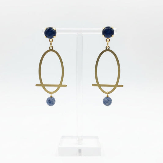 Brass Oval Statement Earrings