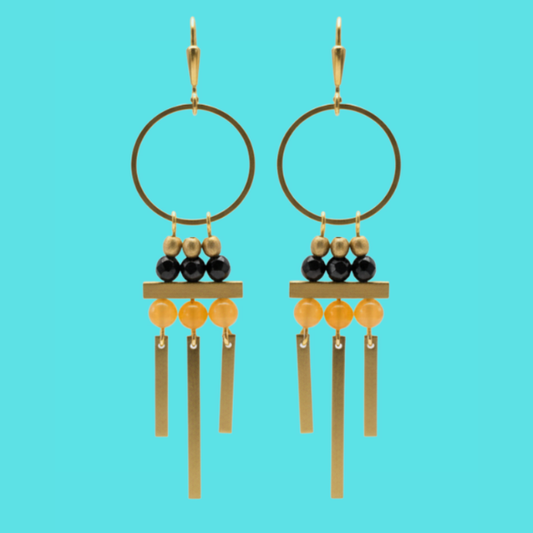 Brass Art Deco Lightweight Statement Earrings
