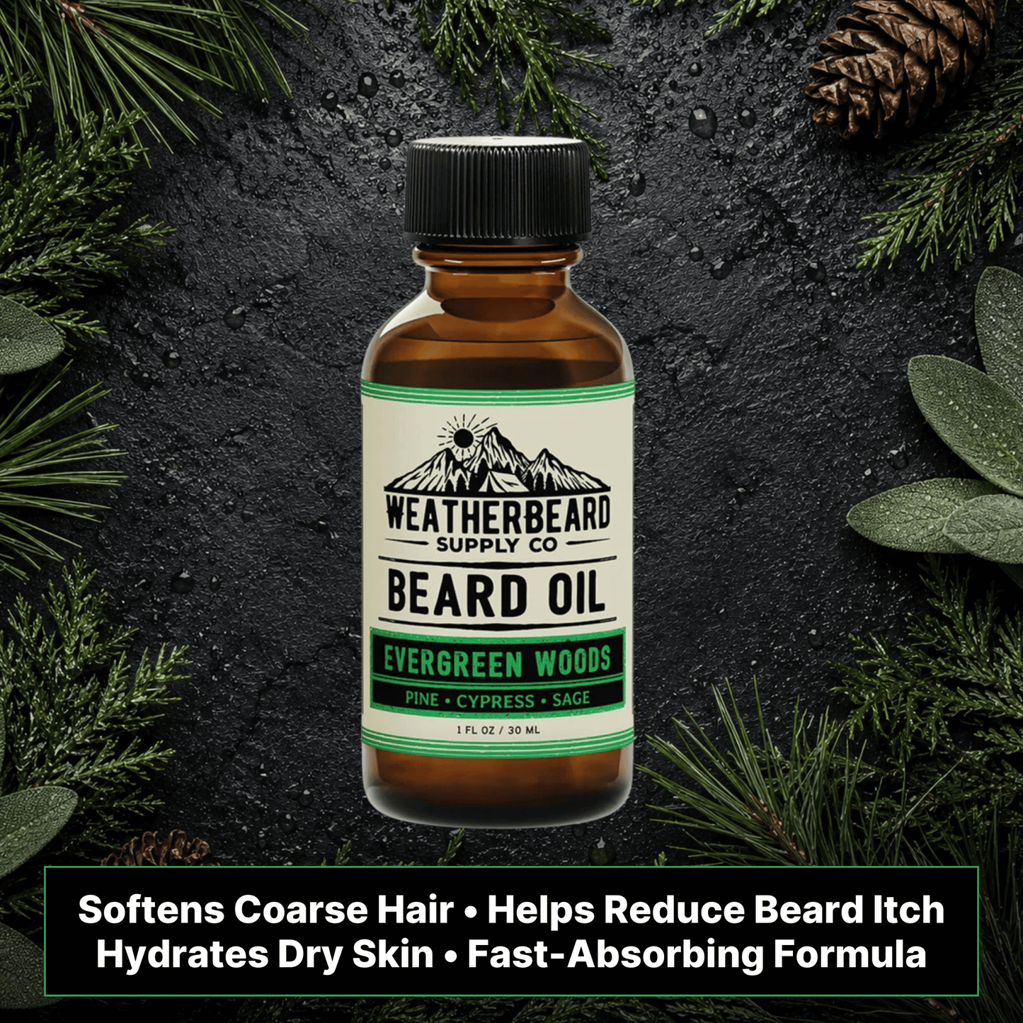 Evergreen Woods Beard Oil - Pine, Cypress, Sage