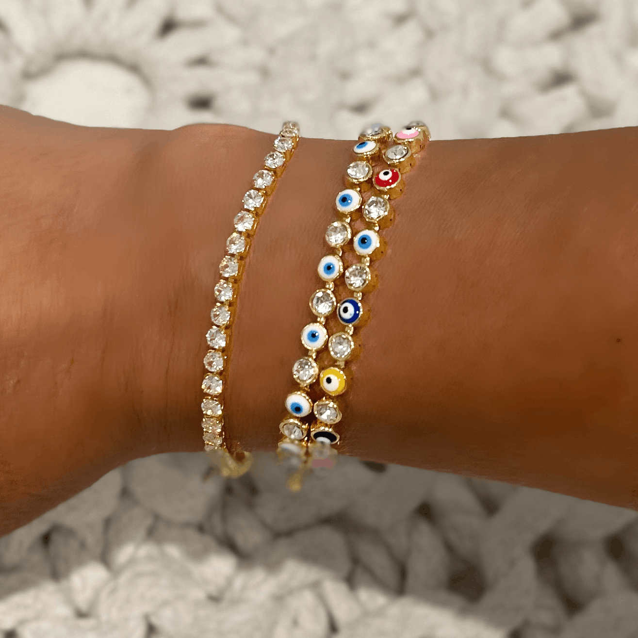 Evil Eye Tennis Bracelets  Zirconia-Gold