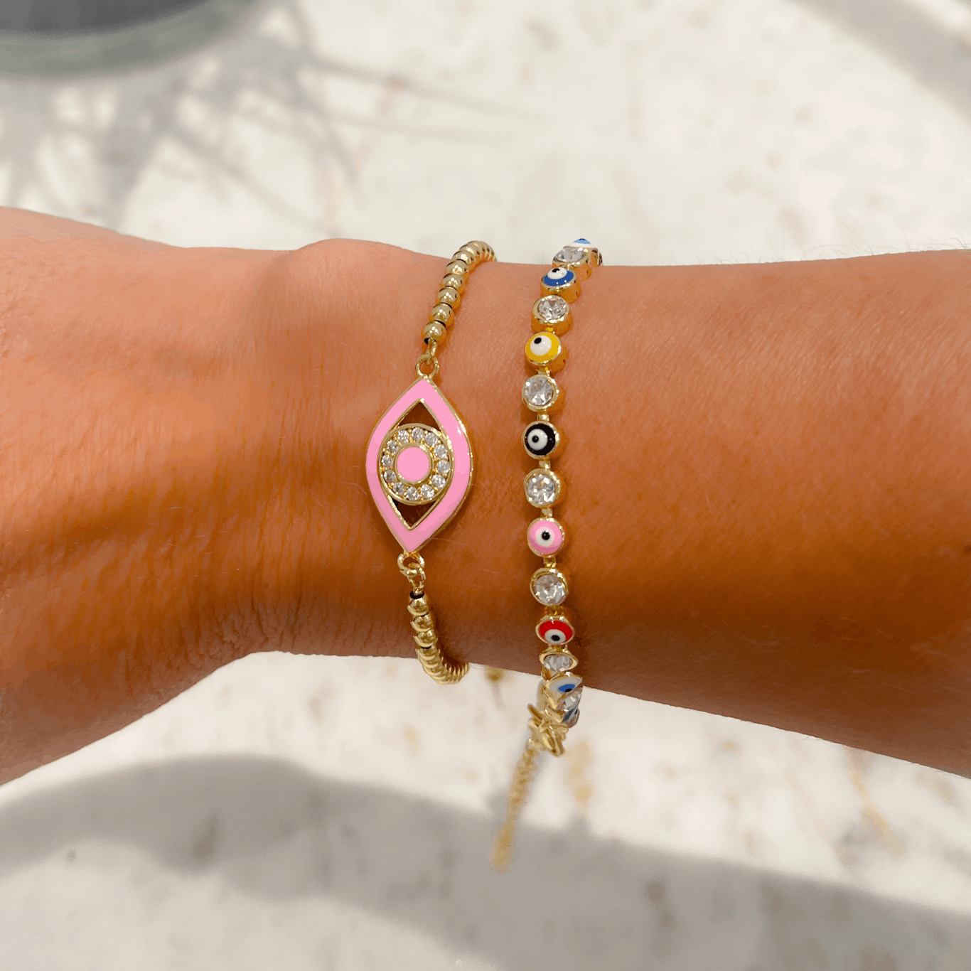 Evil Eye Tennis Bracelets  Zirconia-Gold