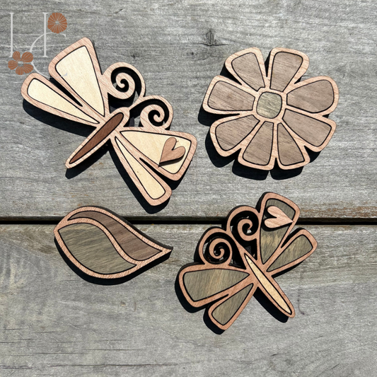 Dragonfly Wood Magnet Set