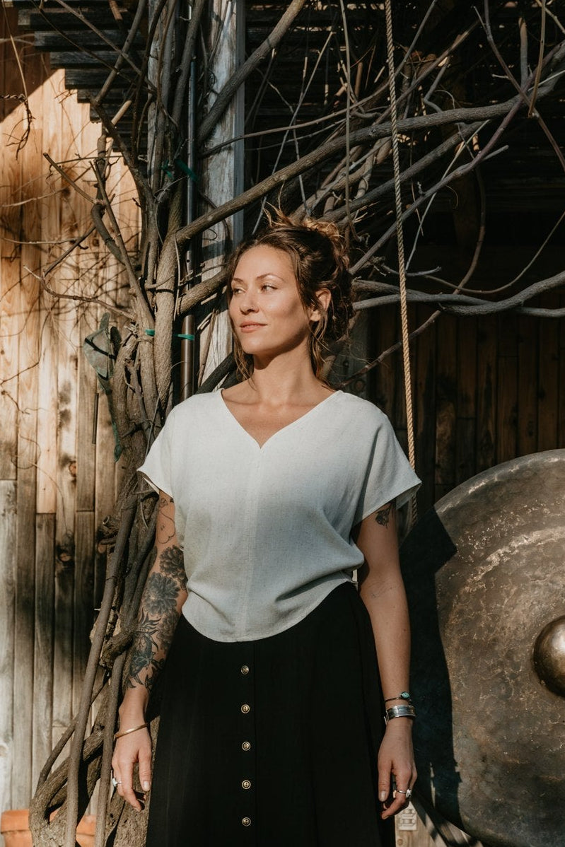 Dolman Top in Oat Irish Linen